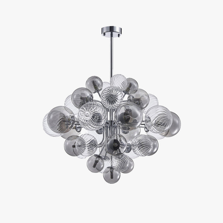 Valentina Lustre Moderne Bulle Grappe Argent Verre Métal Salon - Neutralighting