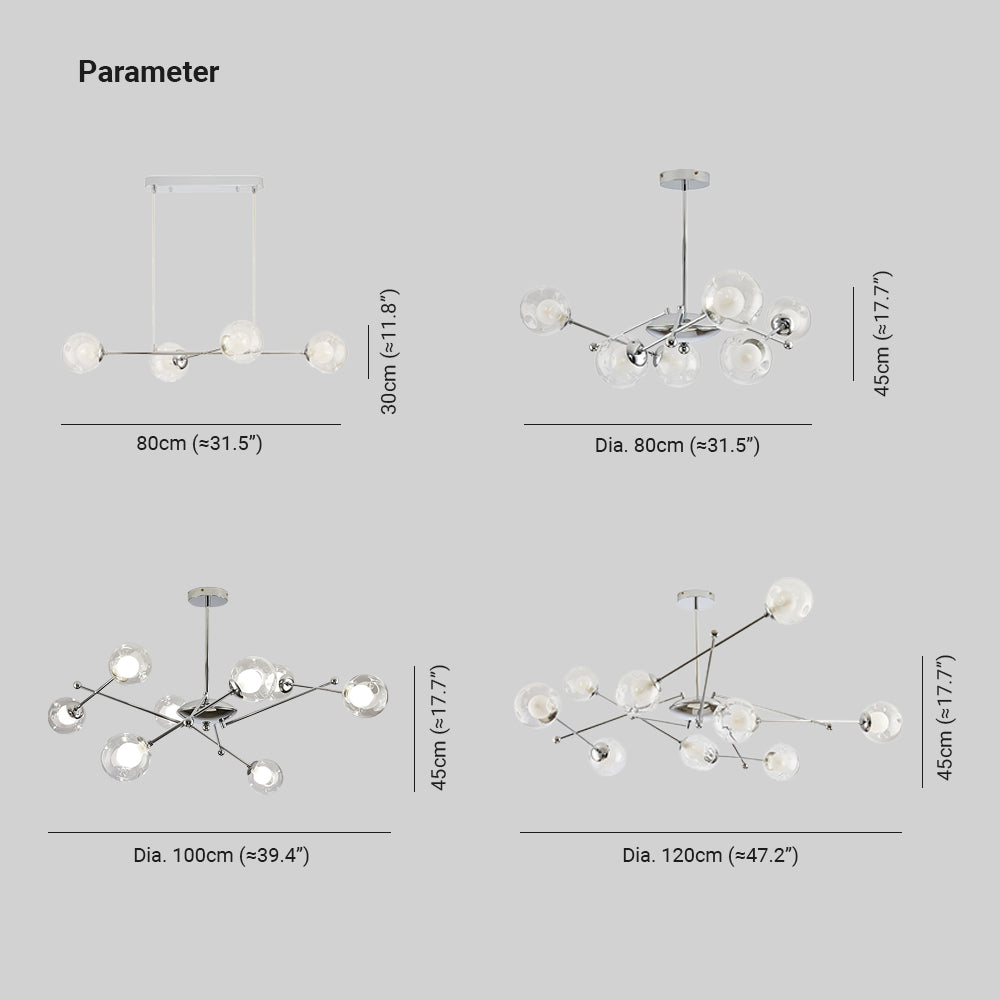 Valentina Lustre Bauhaus Nordique Argent Métal Verre Salon - Neutralighting