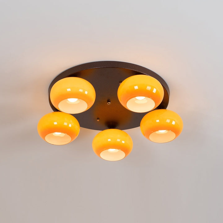 Aurevo Plafonnier 5 Lumières Verre Ambre - Neutralighting