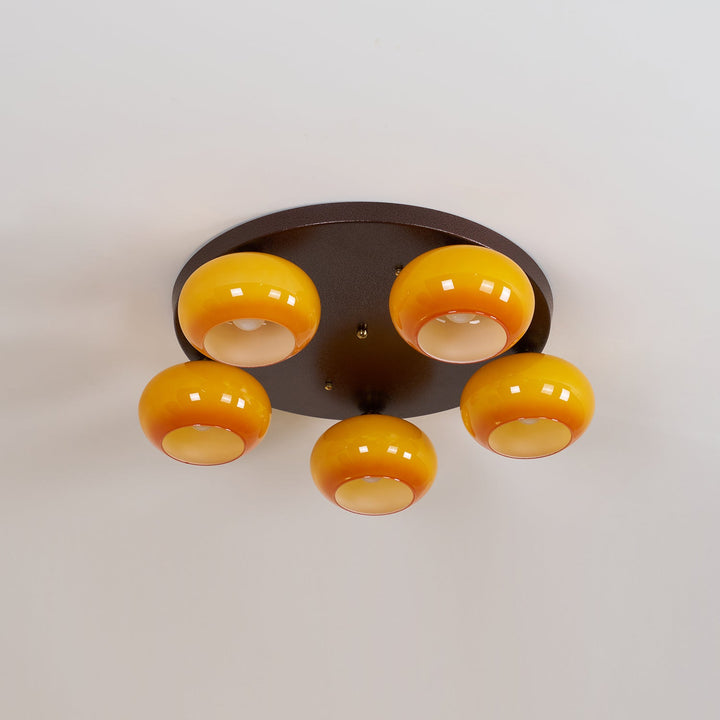 Aurevo Plafonnier 5 Lumières Verre Ambre - Neutralighting