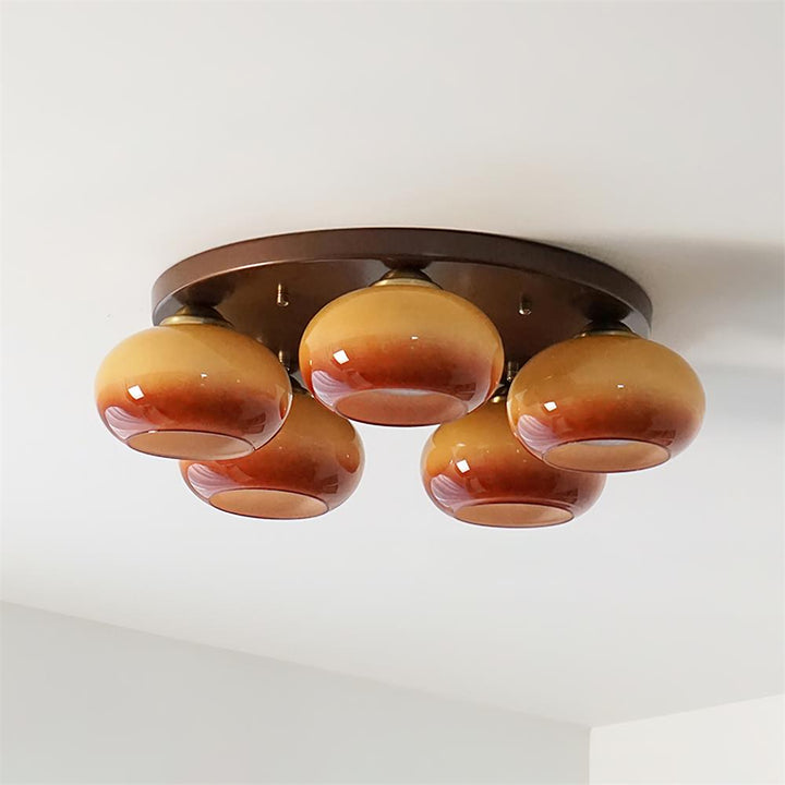 Aurevo Plafonnier 5 Lumières Verre Ambre - Neutralighting