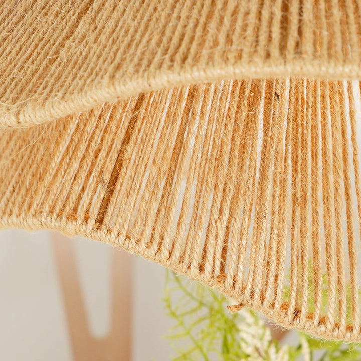 Lustra Suspension Lampe Chapeau de Paille Fait Main à Double Couche - Neutralighting