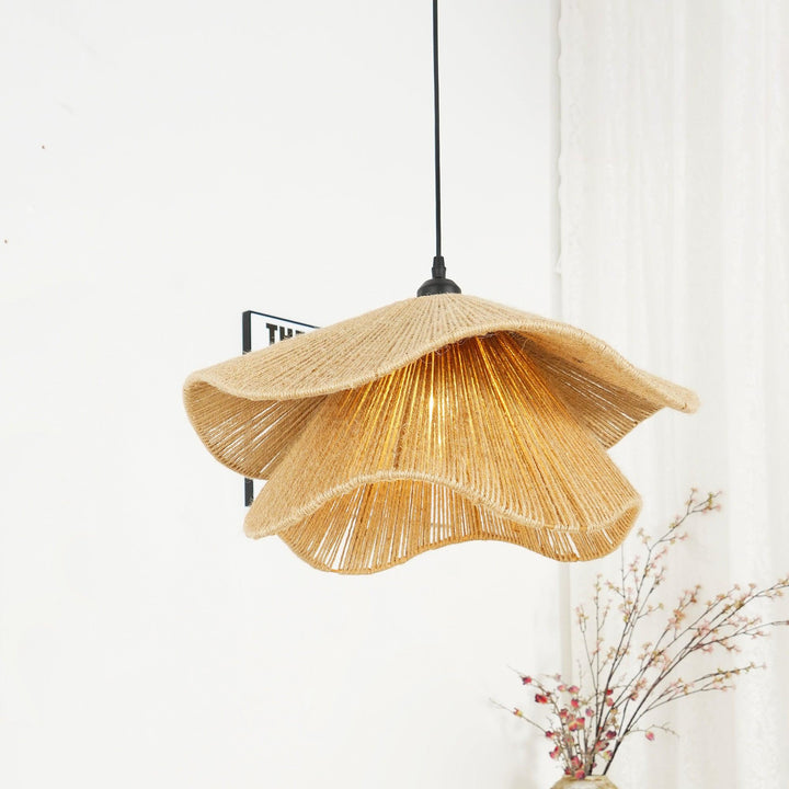 Lustra Suspension Lampe Chapeau de Paille Fait Main à Double Couche - Neutralighting