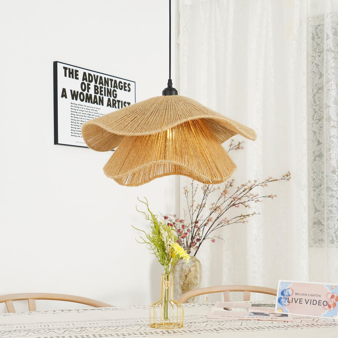 Lustra Suspension Lampe Chapeau de Paille Fait Main à Double Couche - Neutralighting