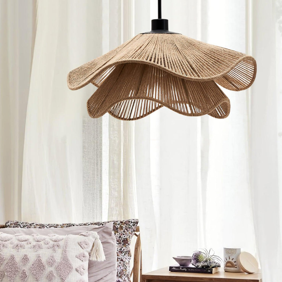 Lustra Suspension Lampe Chapeau de Paille Fait Main à Double Couche - Neutralighting
