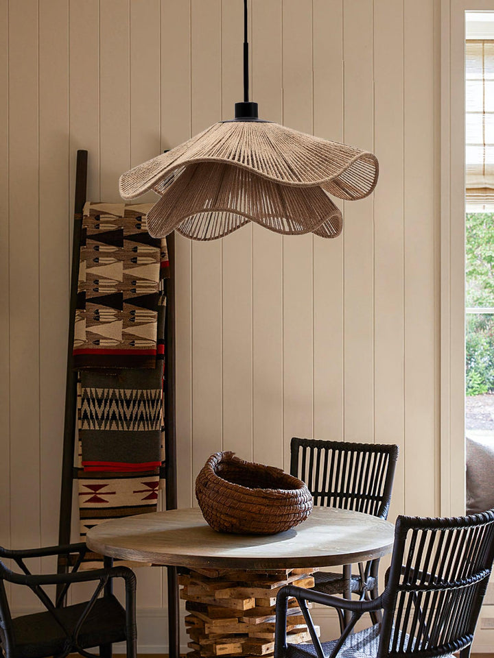 Lustra Suspension Lampe Chapeau de Paille Fait Main à Double Couche - Neutralighting