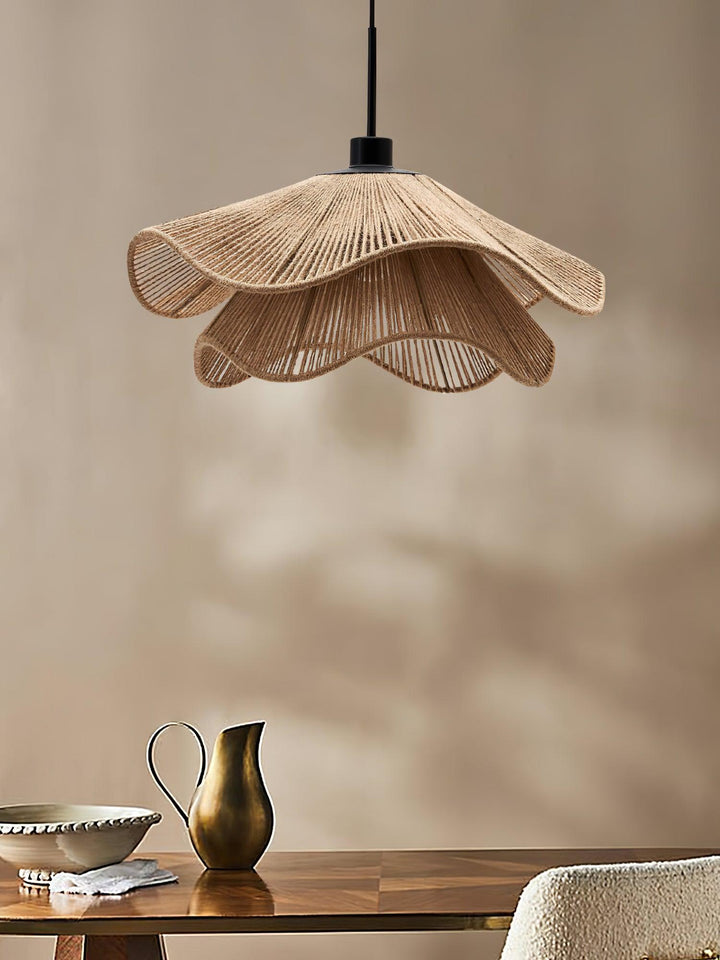 Lustra Suspension Lampe Chapeau de Paille Fait Main à Double Couche - Neutralighting