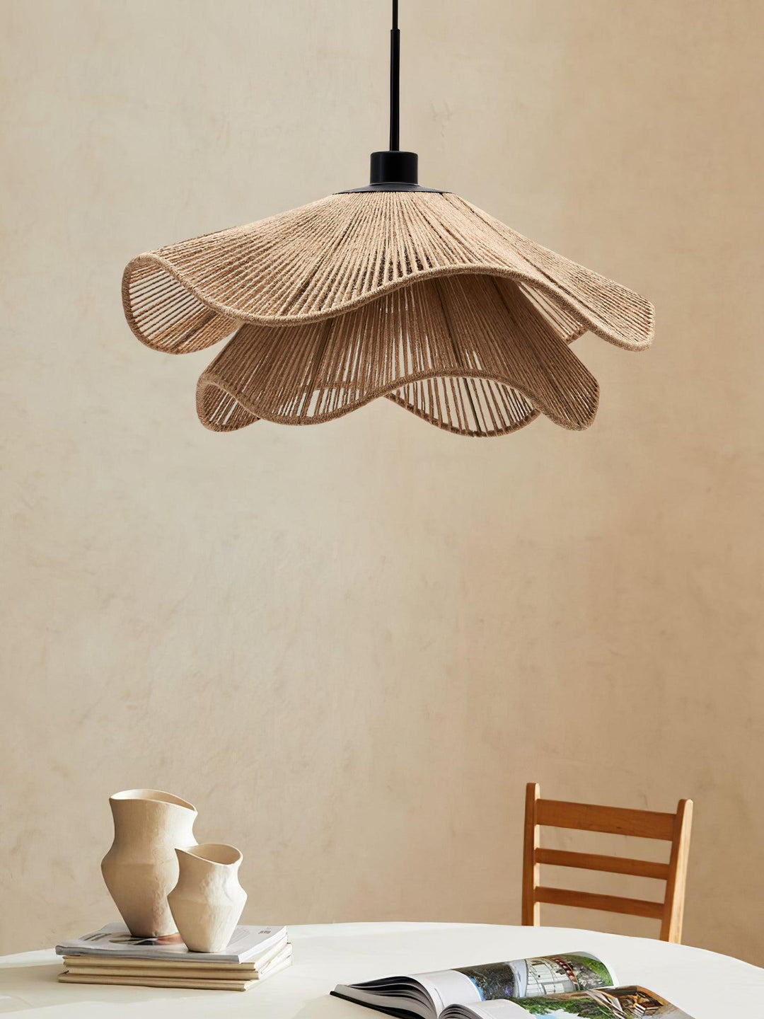 Lustra Suspension Lampe Chapeau de Paille Fait Main à Double Couche - Neutralighting