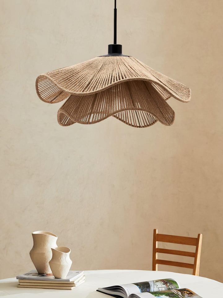 Lustra Suspension Lampe Chapeau de Paille Fait Main à Double Couche - Neutralighting