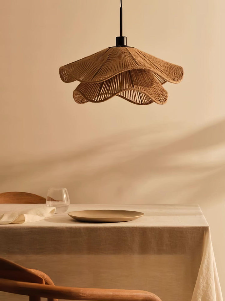 Lustra Suspension Lampe Chapeau de Paille Fait Main à Double Couche - Neutralighting