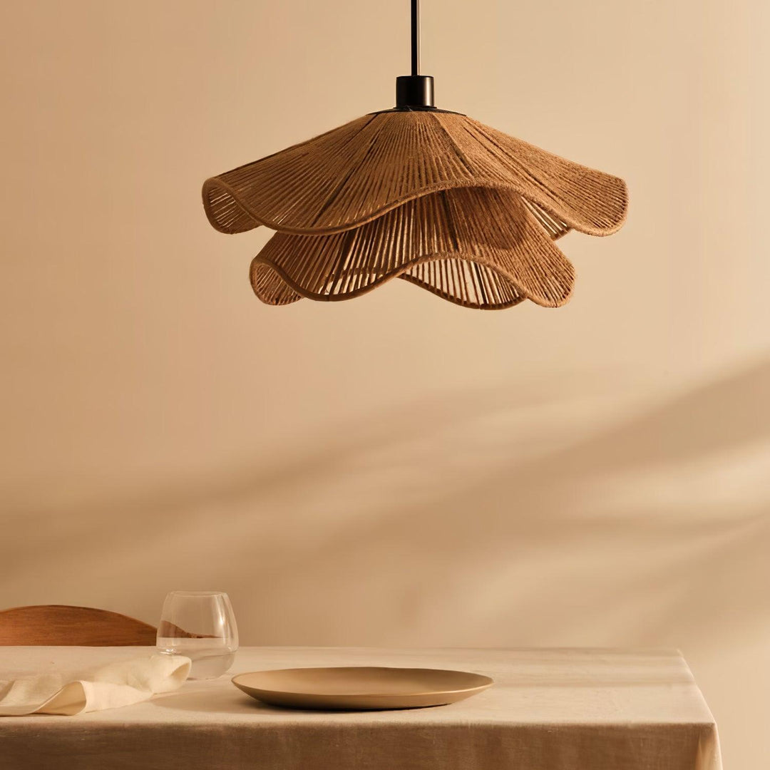 Lustra Suspension Lampe Chapeau de Paille Fait Main à Double Couche - Neutralighting