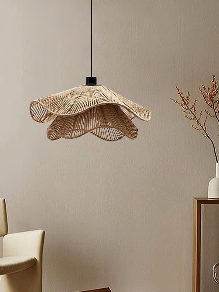 Lustra Suspension Lampe Chapeau de Paille Fait Main à Double Couche - Neutralighting