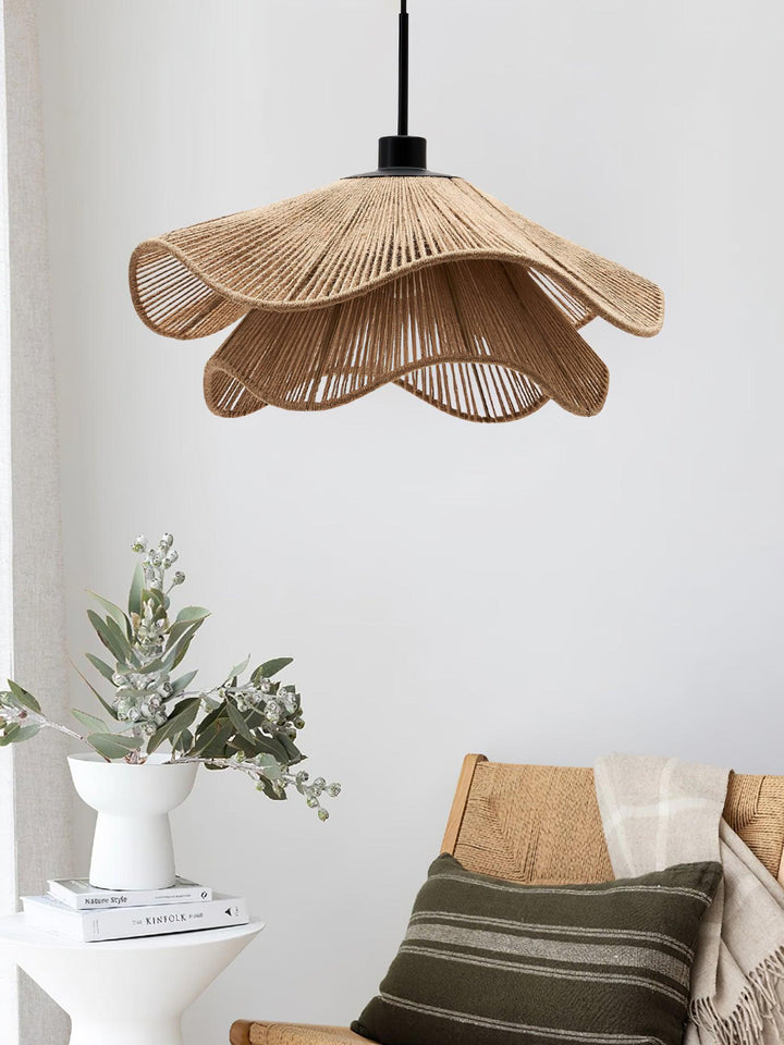 Lustra Suspension Lampe Chapeau de Paille Fait Main à Double Couche - Neutralighting