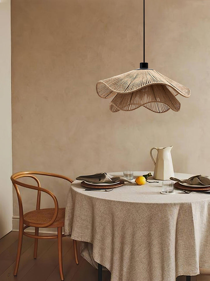 Lustra Suspension Lampe Chapeau de Paille Fait Main à Double Couche - Neutralighting