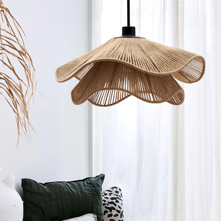 Lustra Suspension Lampe Chapeau de Paille Fait Main à Double Couche - Neutralighting