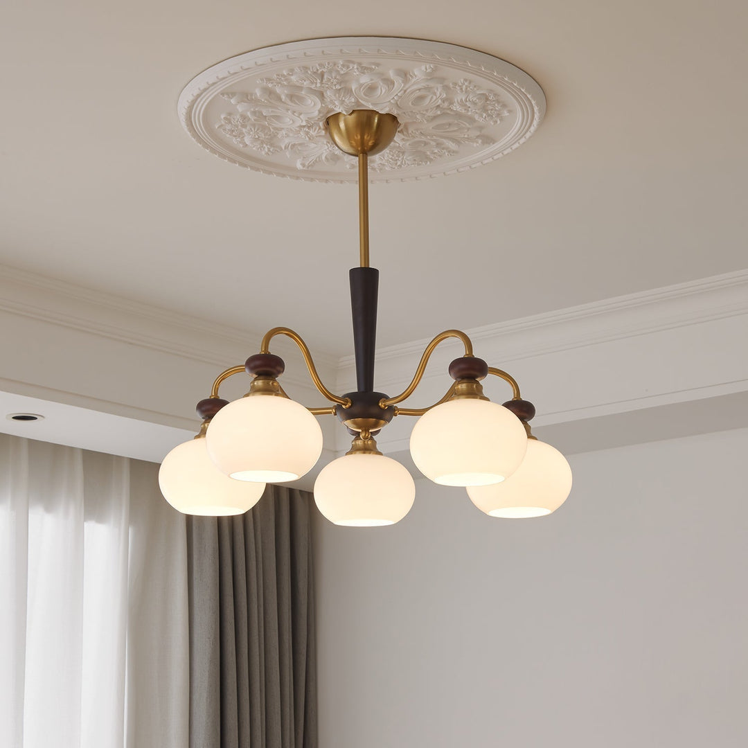 Calaeila Chandelier Bois Verre Sphère Élégance Traditionnelle - Neutralighting