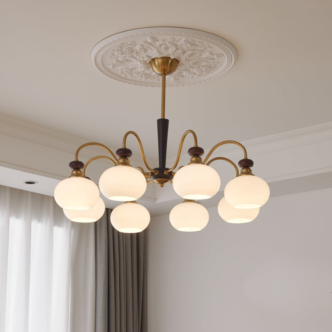 Calaeila Chandelier Bois Verre Sphère Élégance Traditionnelle - Neutralighting