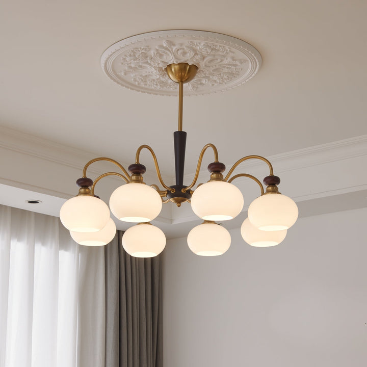 Calaeila Chandelier Bois Verre Sphère Élégance Traditionnelle - Neutralighting