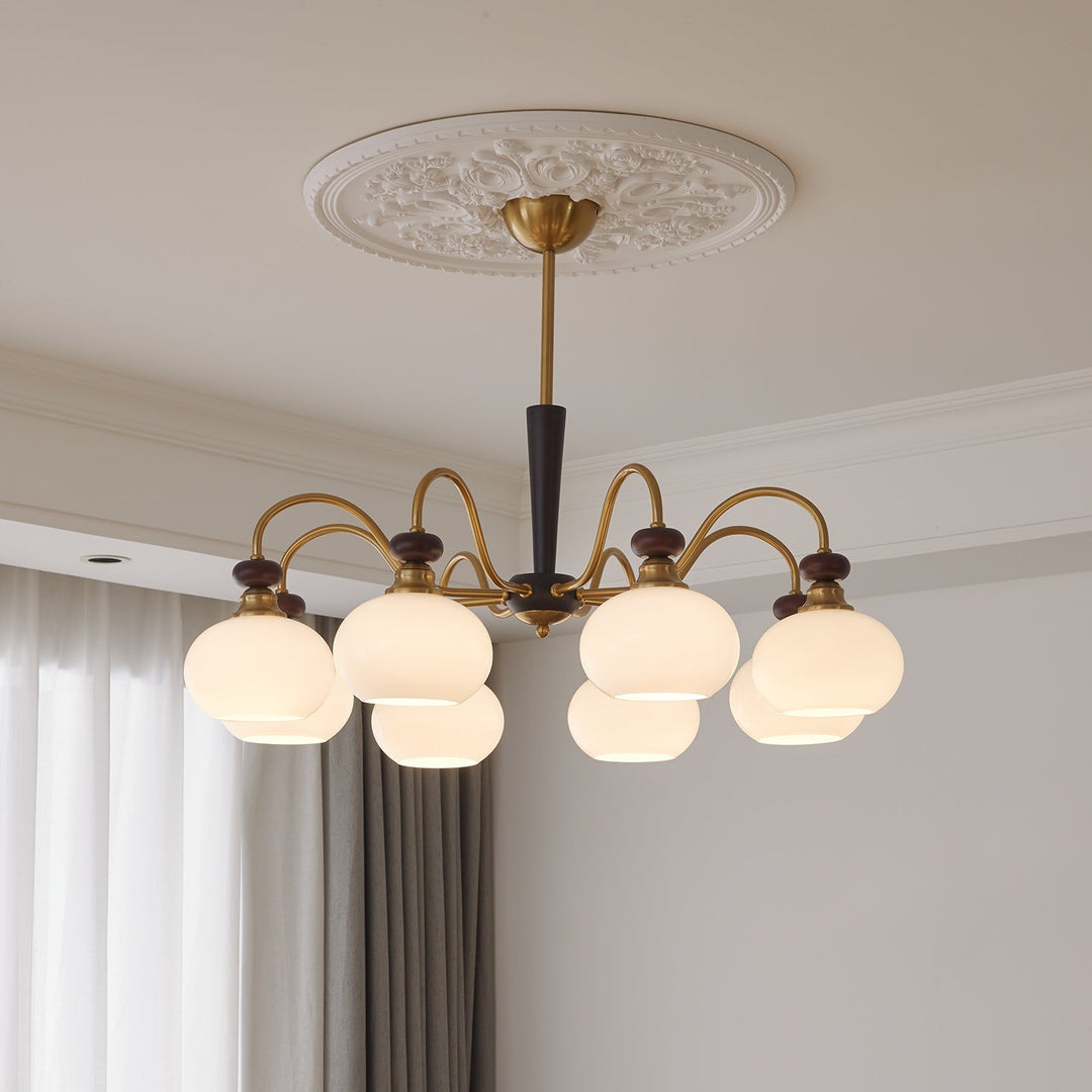 Calaeila Chandelier Bois Verre Sphère Élégance Traditionnelle - Neutralighting