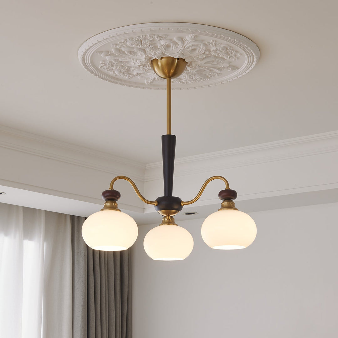 Calaeila Chandelier Bois Verre Sphère Élégance Traditionnelle - Neutralighting