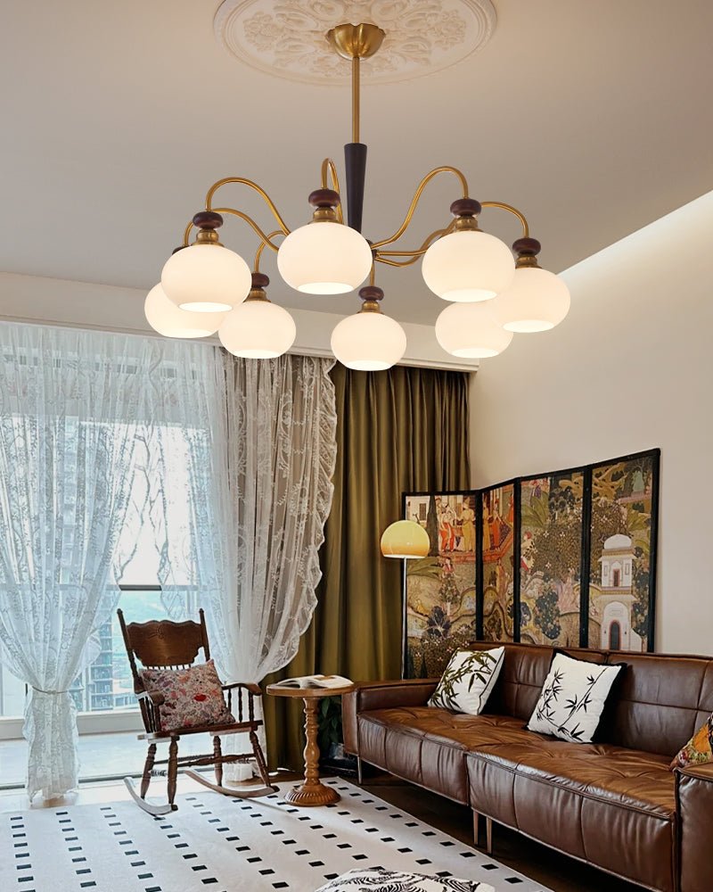 Calaeila Chandelier Bois Verre Sphère Élégance Traditionnelle - Neutralighting