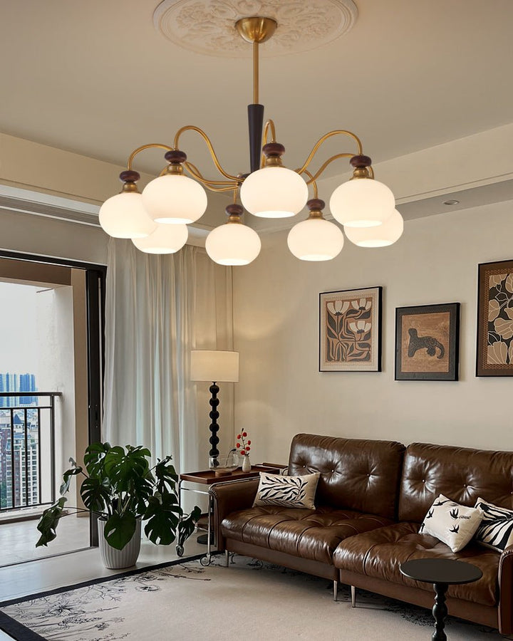 Calaeila Chandelier Bois Verre Sphère Élégance Traditionnelle - Neutralighting