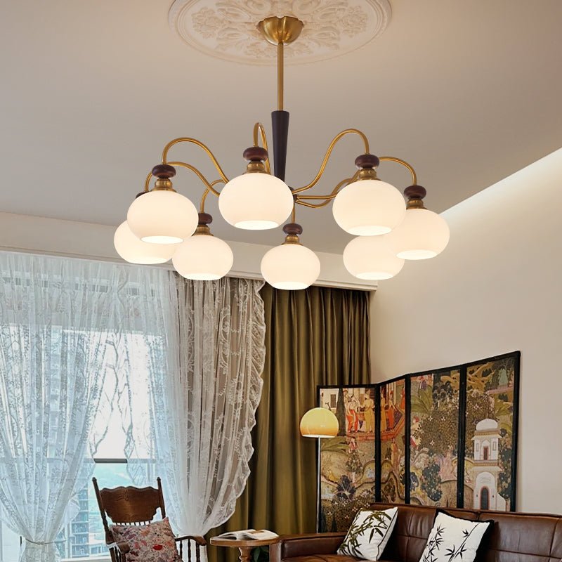 Calaeila Chandelier Bois Verre Sphère Élégance Traditionnelle - Neutralighting