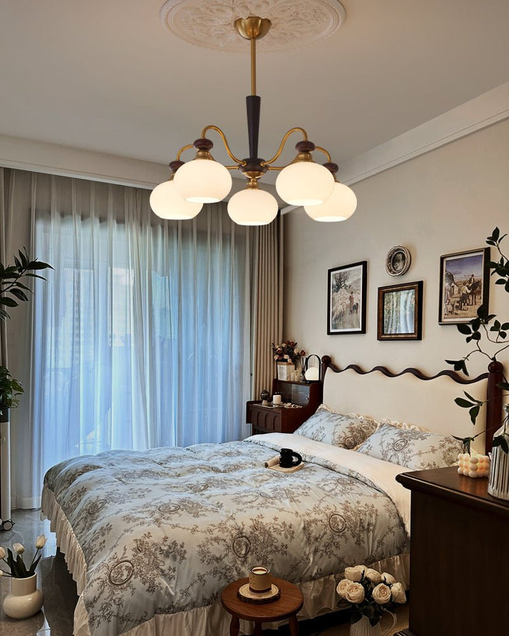Calaeila Chandelier Bois Verre Sphère Élégance Traditionnelle - Neutralighting