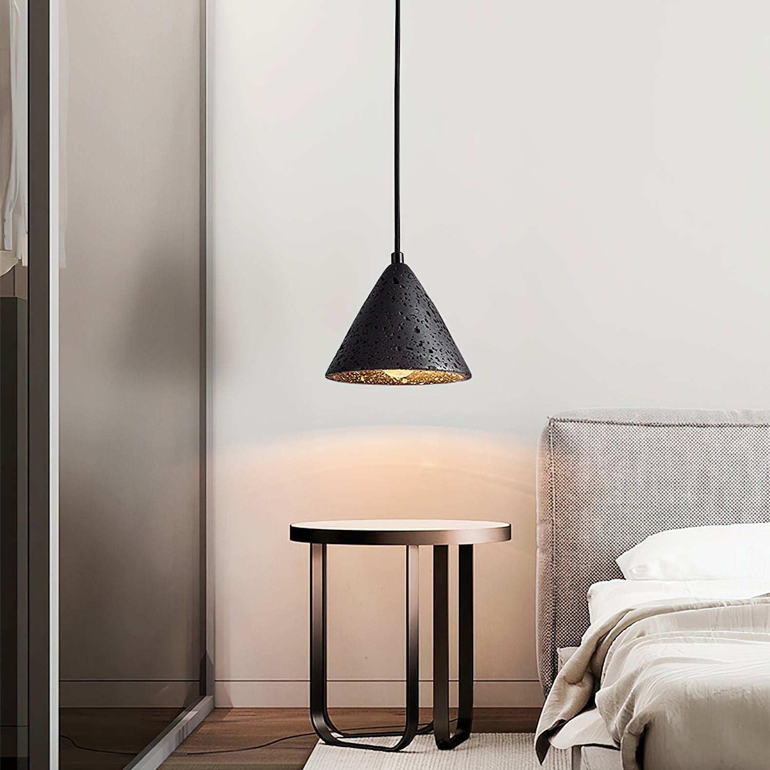 Vaelior Suspension en Travertin Abat-jour Dôme - Neutralighting