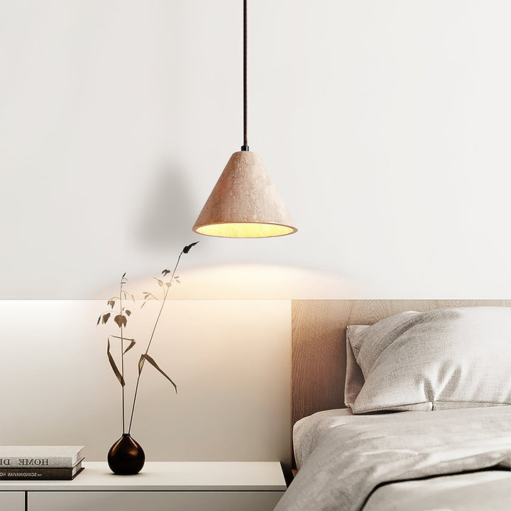 Vaelior Suspension en Travertin Abat-jour Dôme - Neutralighting