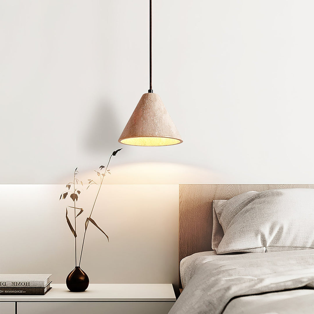 Vaelior Suspension en Travertin Abat-jour Dôme - Neutralighting