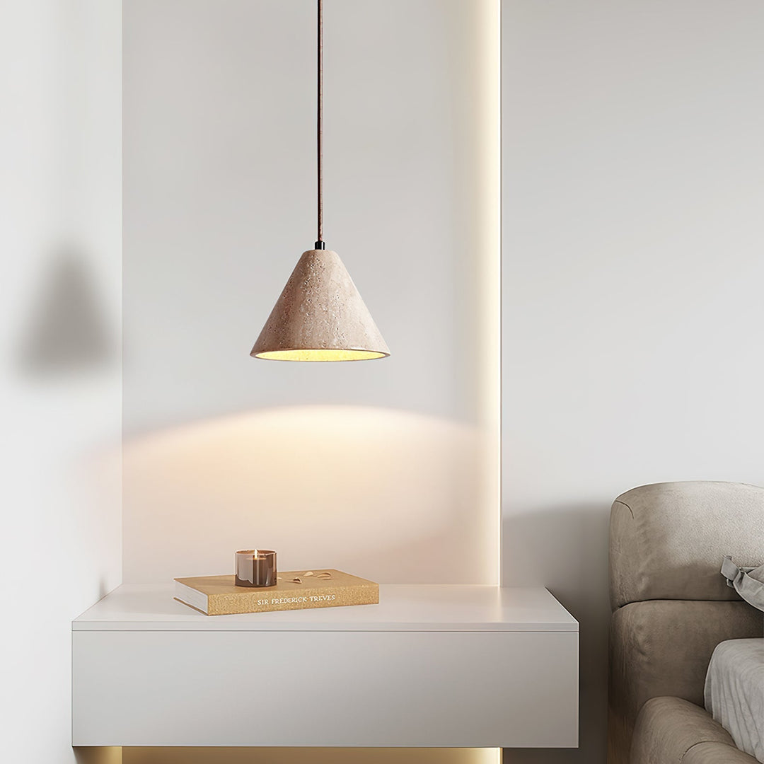 Vaelior Suspension en Travertin Abat-jour Dôme - Neutralighting