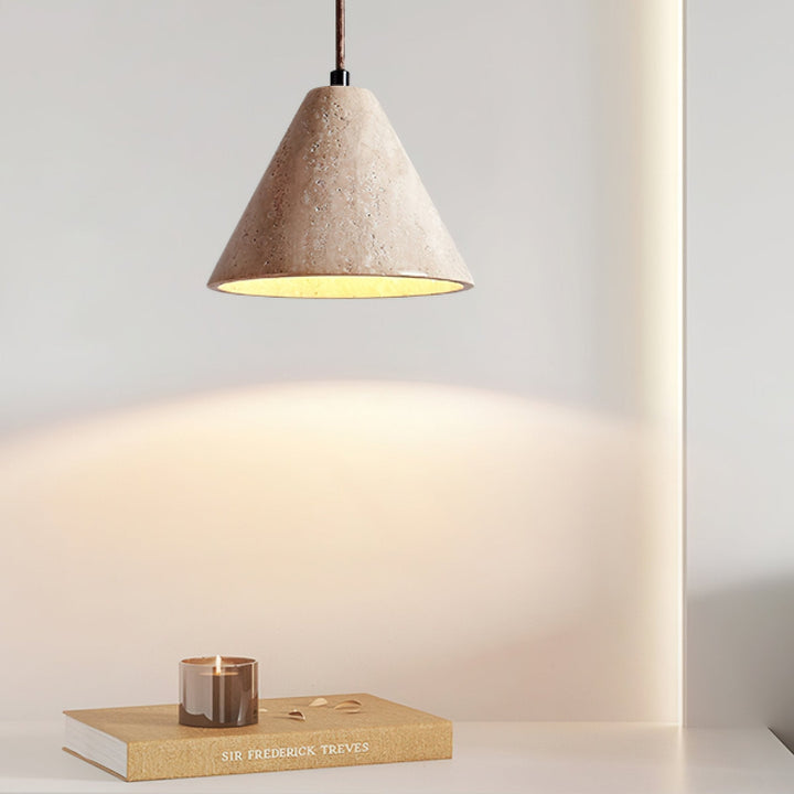 Vaelior Suspension en Travertin Abat-jour Dôme - Neutralighting