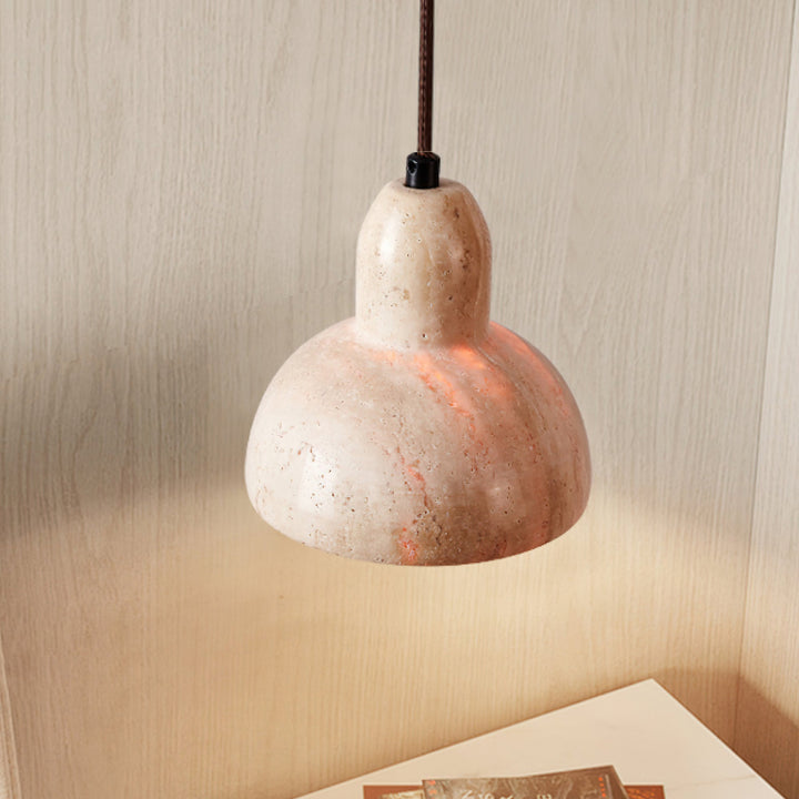 Vaelior Suspension en Travertin Abat-jour Dôme - Neutralighting
