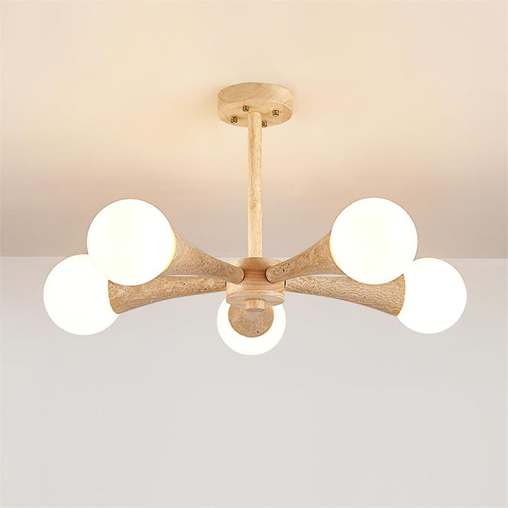 Ritta Plafonnier Bois et Travertin Fixe au Plafond - Neutralighting
