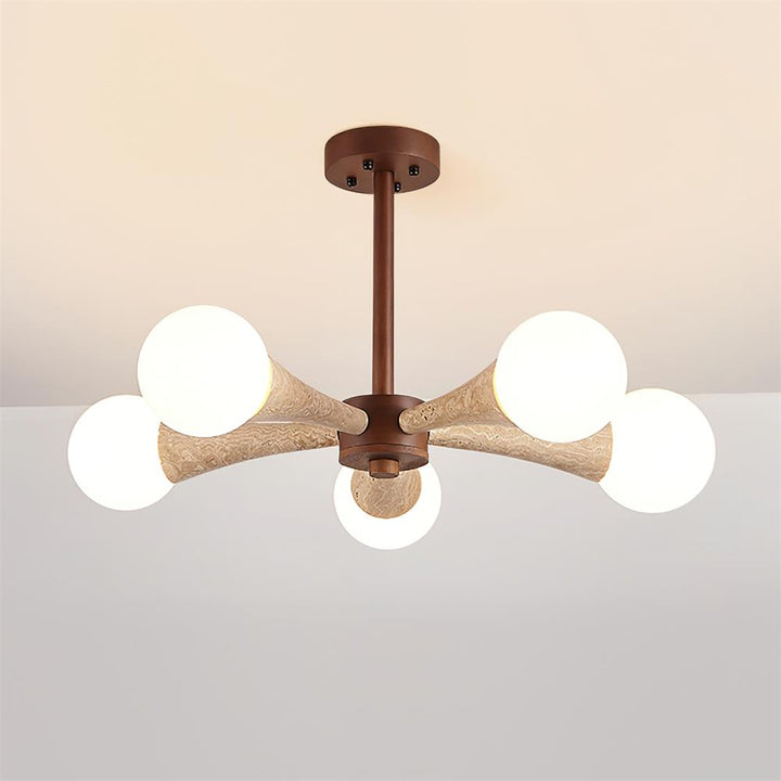 Ritta Plafonnier Bois et Travertin Fixe au Plafond - Neutralighting