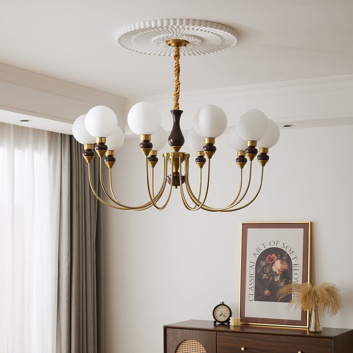 Lustra Chandelier Bras en Laiton Boules en Verre Dépoli - Neutralighting