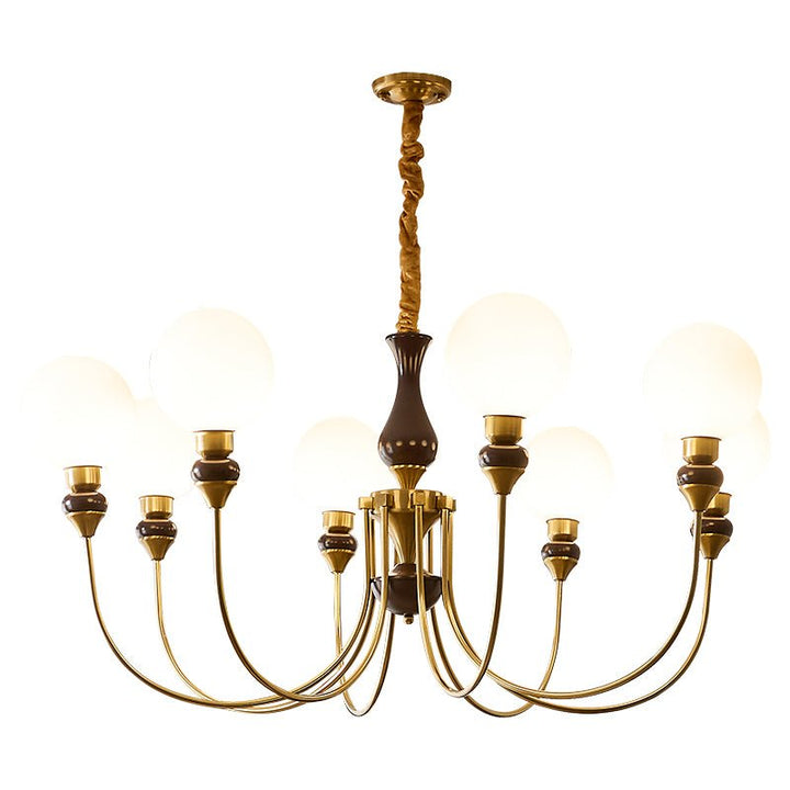 Lustra Chandelier Bras en Laiton Boules en Verre Dépoli - Neutralighting