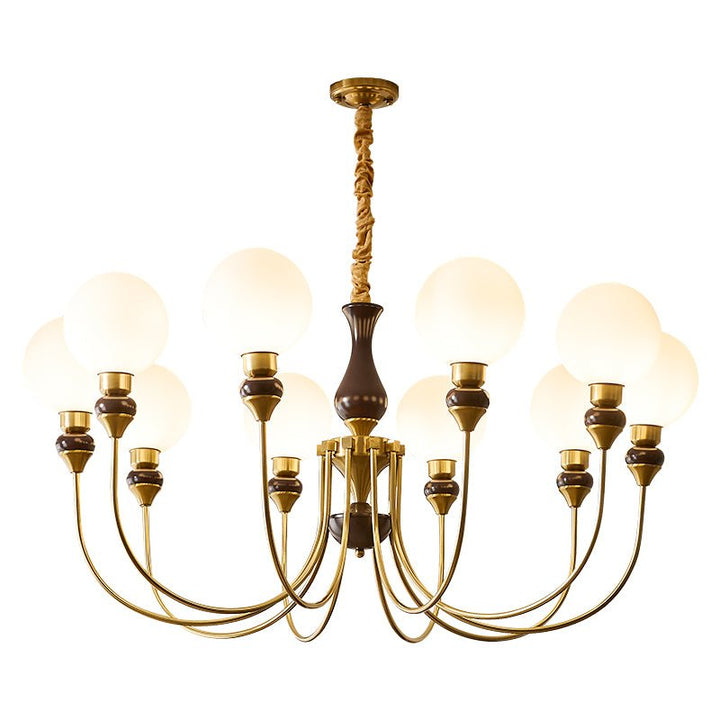 Lustra Chandelier Bras en Laiton Boules en Verre Dépoli - Neutralighting