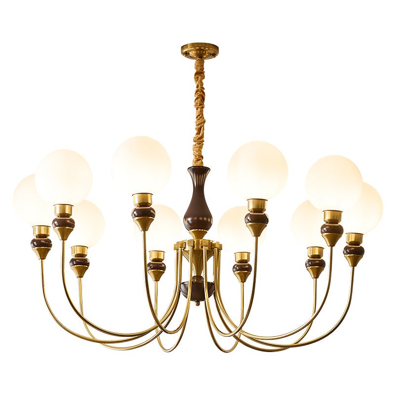 Lustra Chandelier Bras en Laiton Boules en Verre Dépoli - Neutralighting