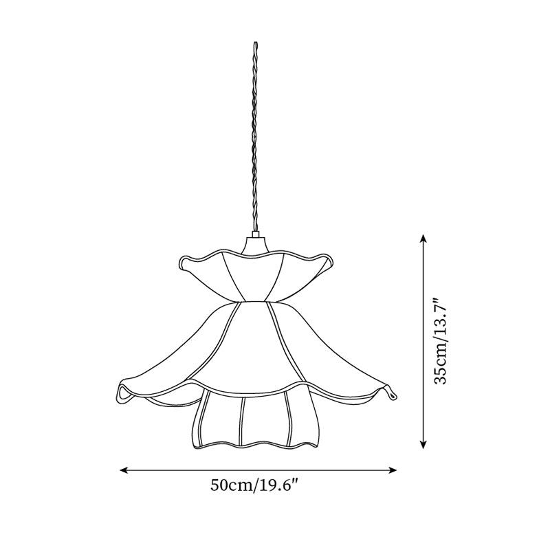 Lampe Suspension Abat-jour en Tissu Superposé à Bords Scallop Bois Minimaliste - Neutralighting