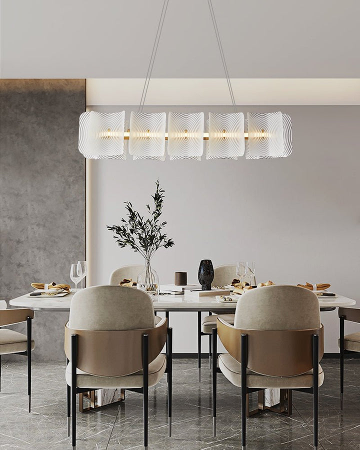 Virinia Postmoderne Luxe Rectangle Laiton Verre Suspension - Neutralighting