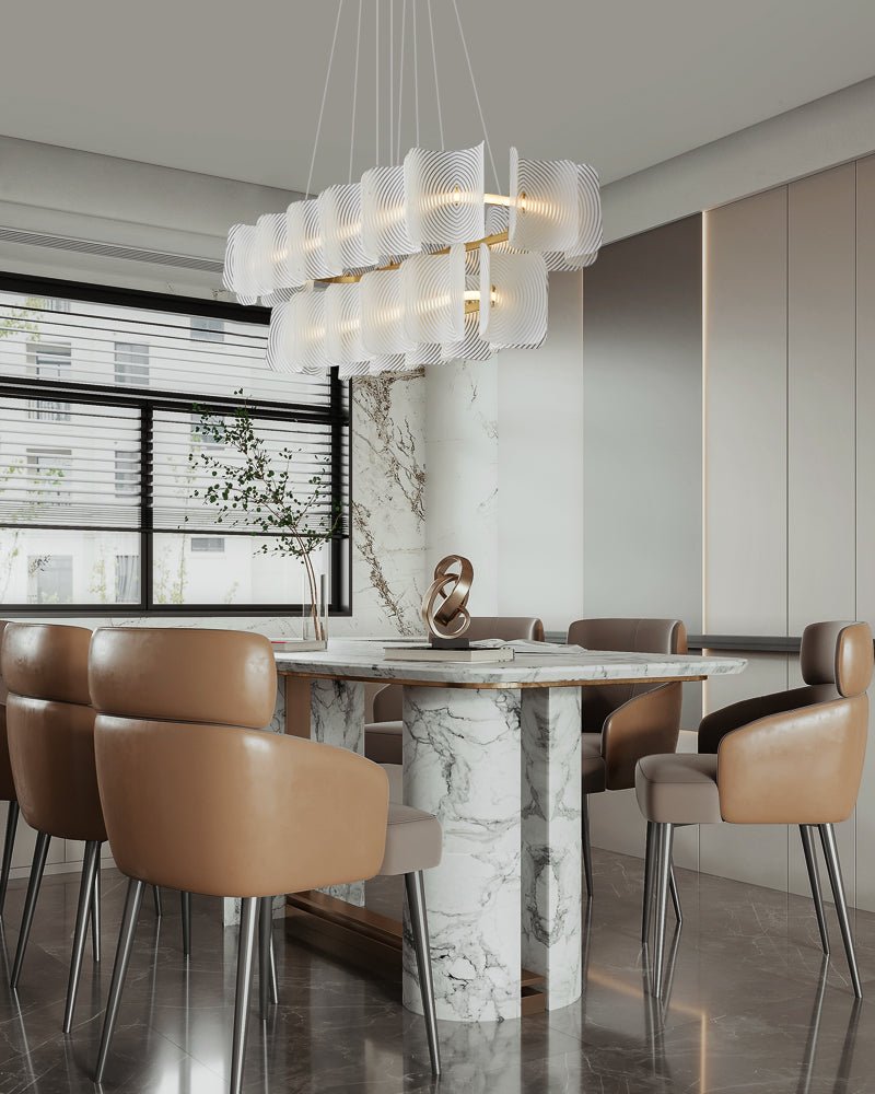 Virinia Postmoderne Luxe Rectangle Laiton Verre Suspension - Neutralighting