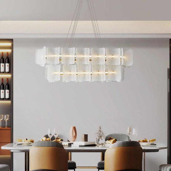 Virinia Postmoderne Luxe Rectangle Laiton Verre Suspension - Neutralighting