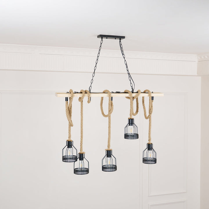 Lustra Suspension Lampe Corde de Chanvre Industriel - Neutralighting