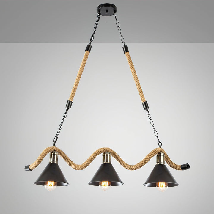 Lustra Suspension Industrielle Vague en Corde de Chanvre - Neutralighting