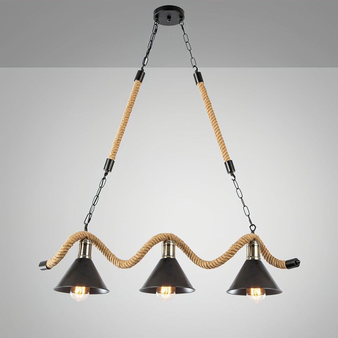 Lustra Suspension Industrielle Vague en Corde de Chanvre - Neutralighting