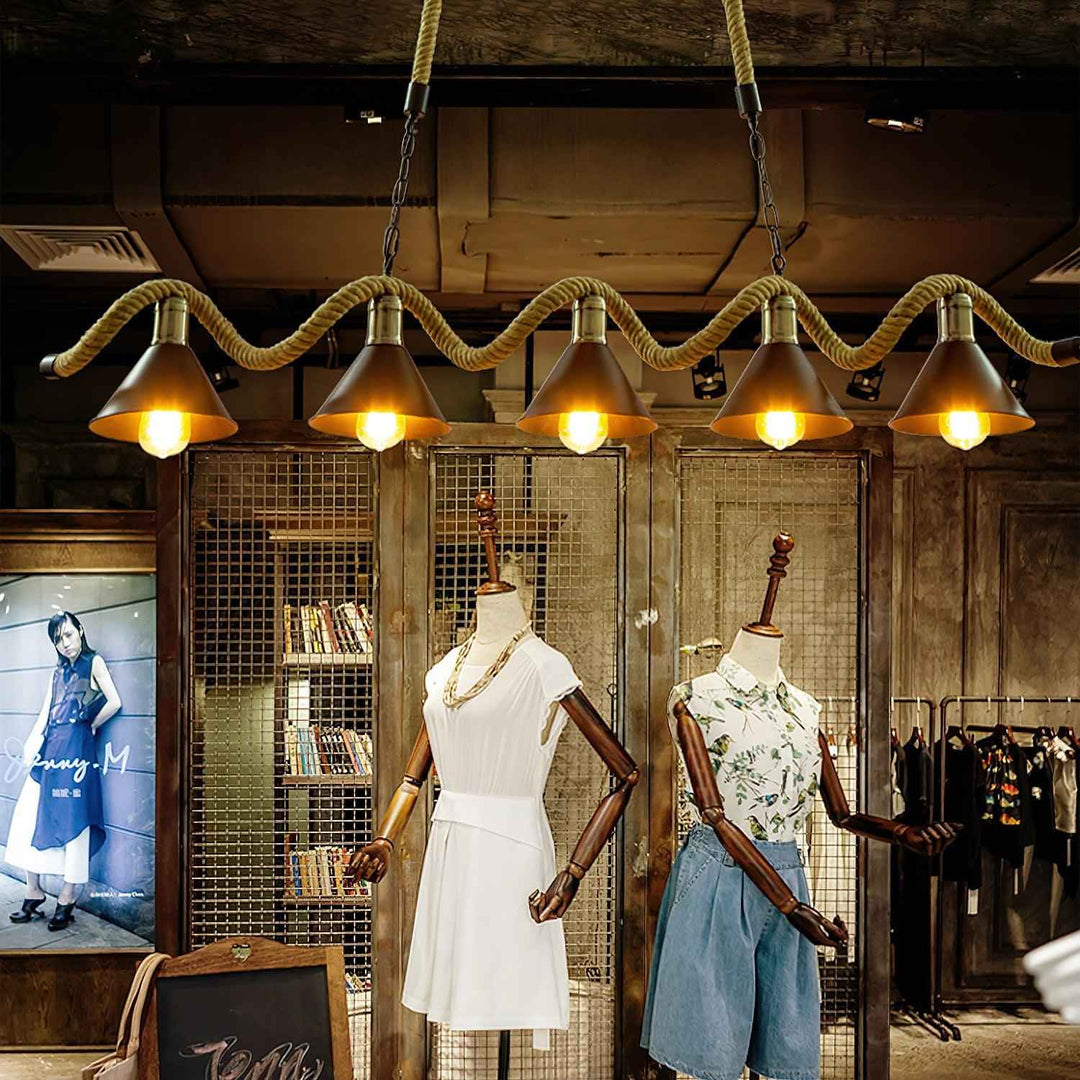 Lustra Suspension Industrielle Vague en Corde de Chanvre - Neutralighting