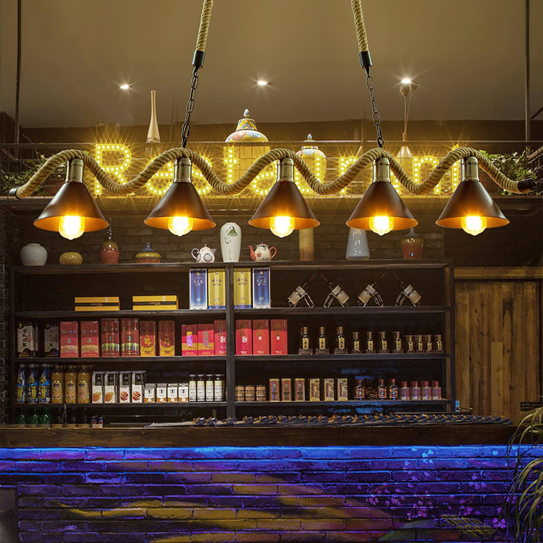 Lustra Suspension Industrielle Vague en Corde de Chanvre - Neutralighting