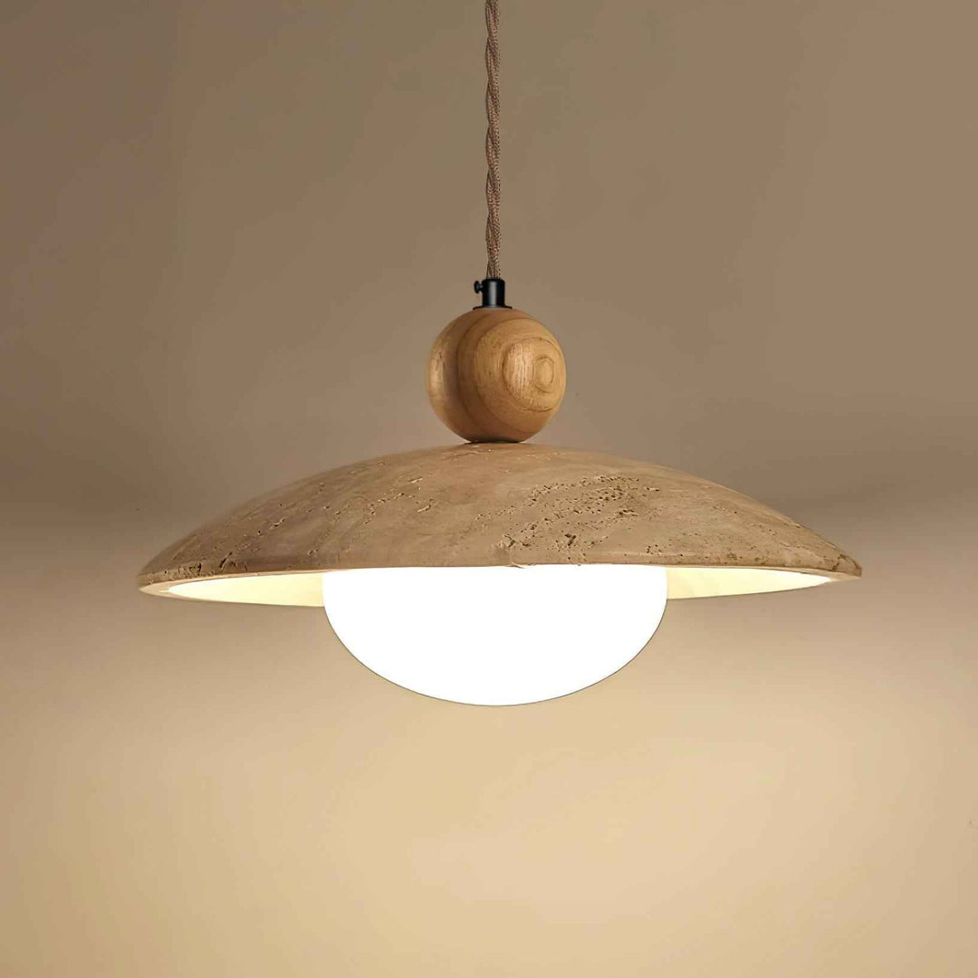 Travaro Lampe Pendante Travertin Accents Bois - Neutralighting